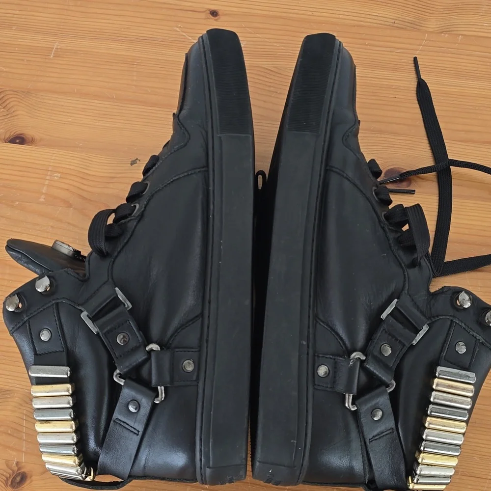 Versace Collection Black Leather Medallion High Top Sneakers Size 41 - Picture 11 of 13